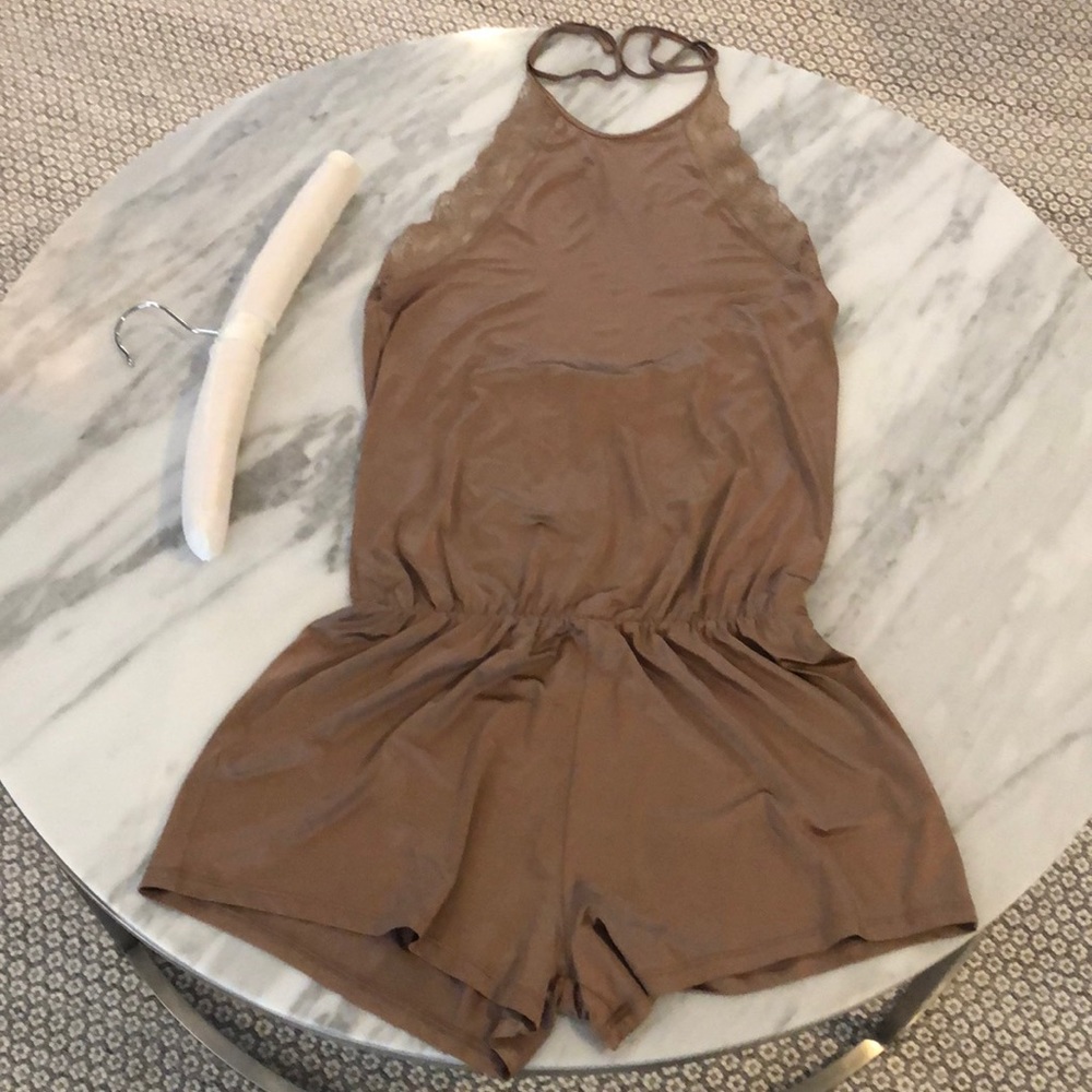 NWT HANRO of Switzerland Halter romper satin sheen